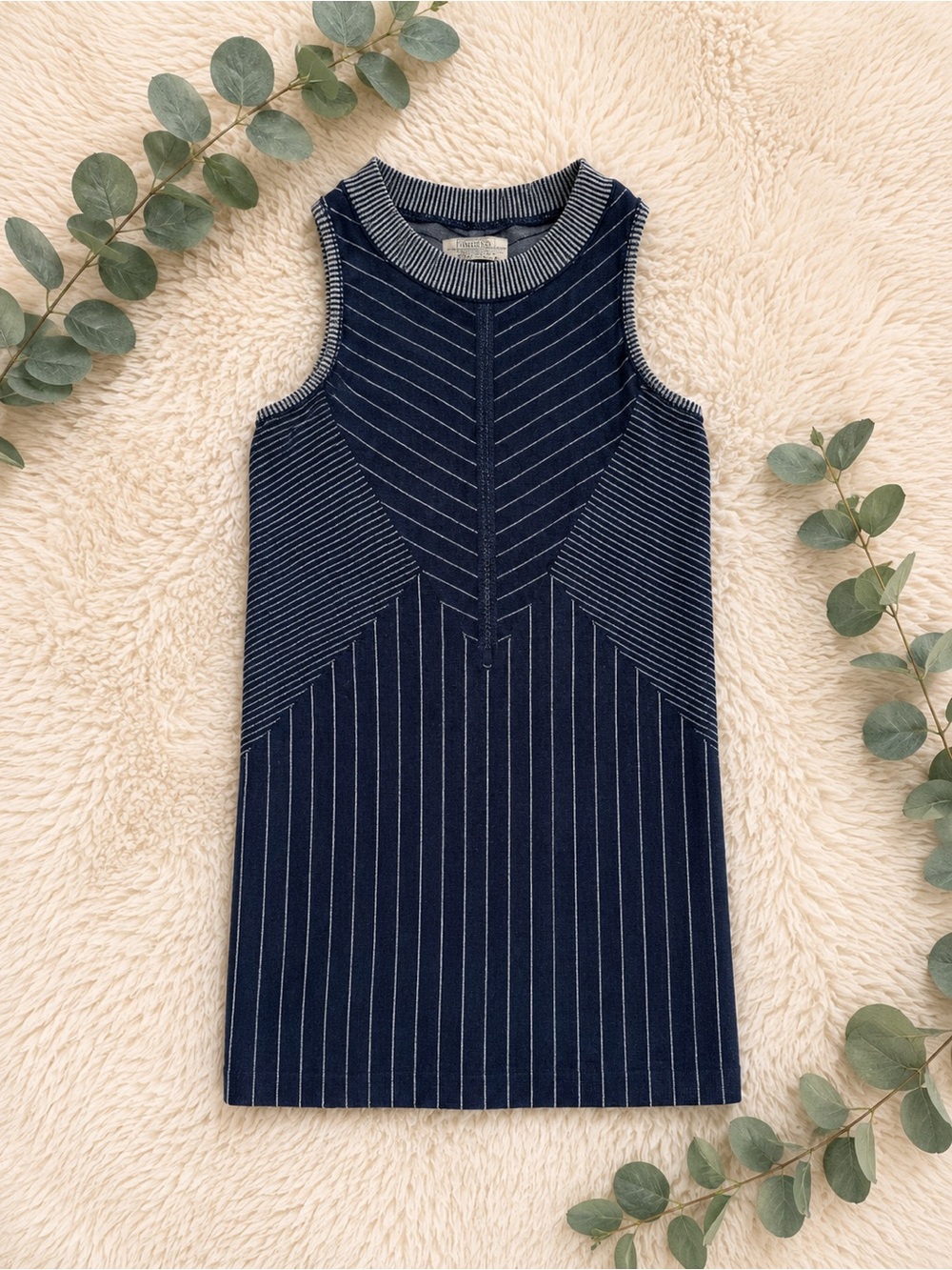 Athleta Sleeveless Striped Knit Tank Top Navy Blue Size Small